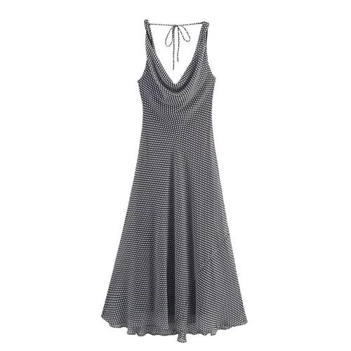 Women's Polka Dot Midi Dress Stylish Versatile KUN-00216