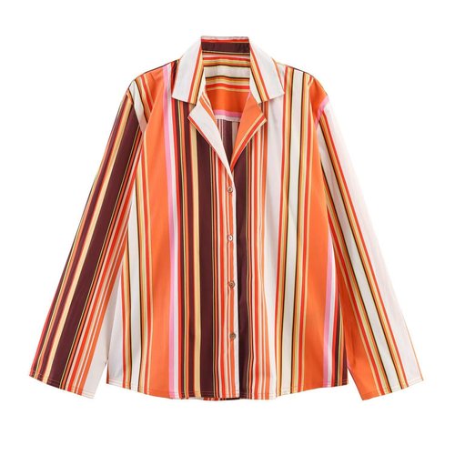 Women's Striped Flare Pants - Stylish Pajama Style Shirt Series KUN-00118