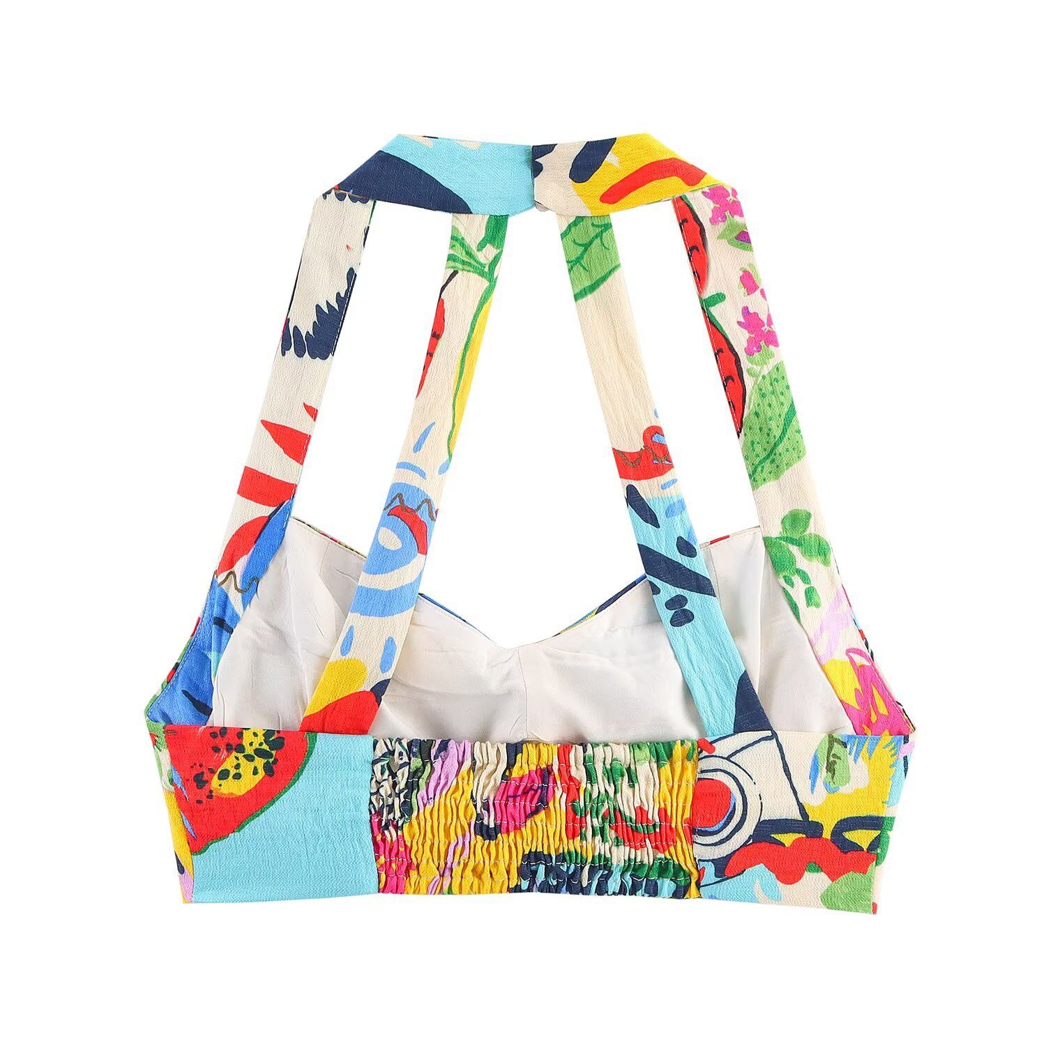 Print Crop Top & Tropical Midi Skirt Set KUN-00085