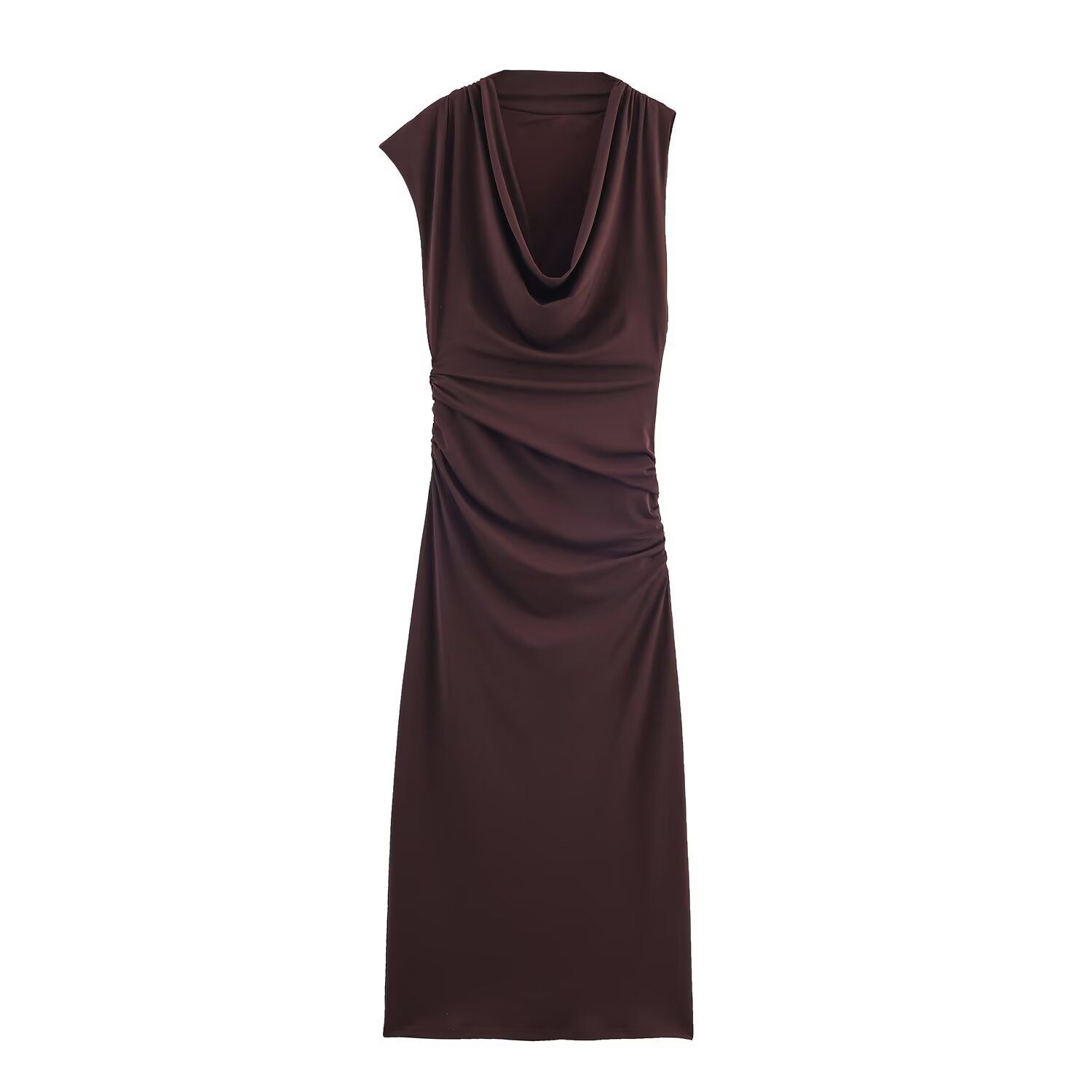 Damen-Midikleid, plissiert, klassischer europäischer Stil KUN-00096