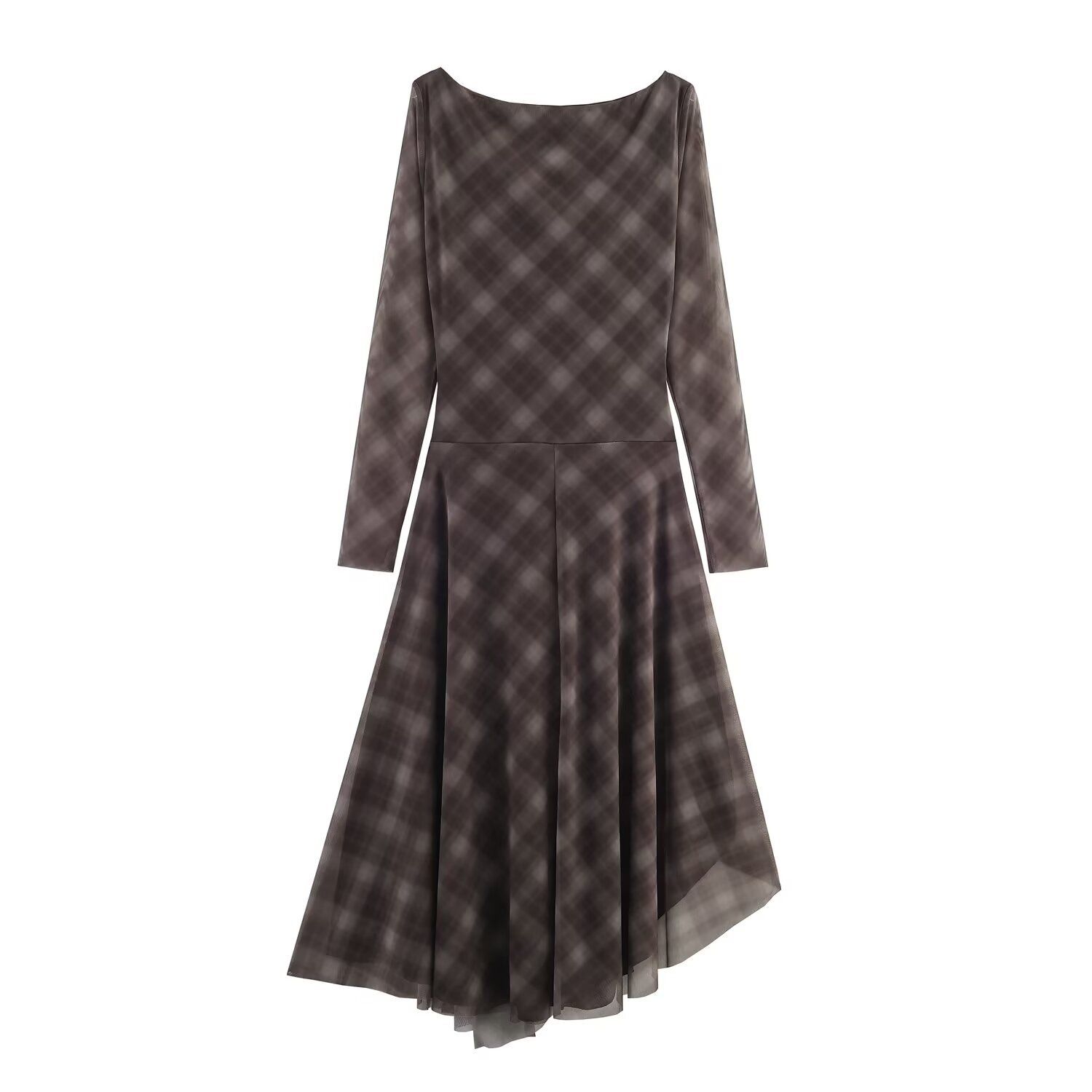 Abito a quadri in rete, elegante e alla moda KUN-00002
