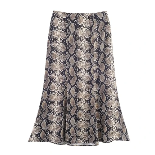 Satin Midi Skirt - Animal Print Elegant Dress KUN-00016