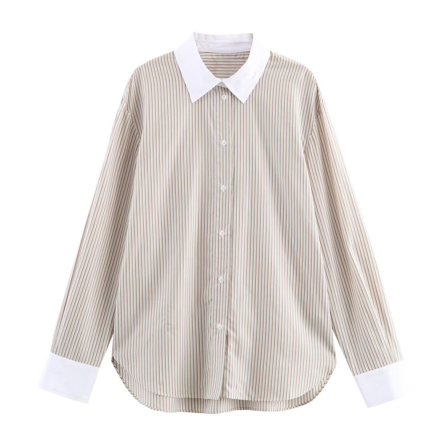 Striped Shirt Women's Blouse Trendy Color Block KUN-00072