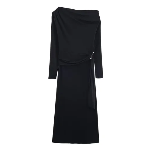 Knit Midi Dress Stylish Button-Down KUN-00043