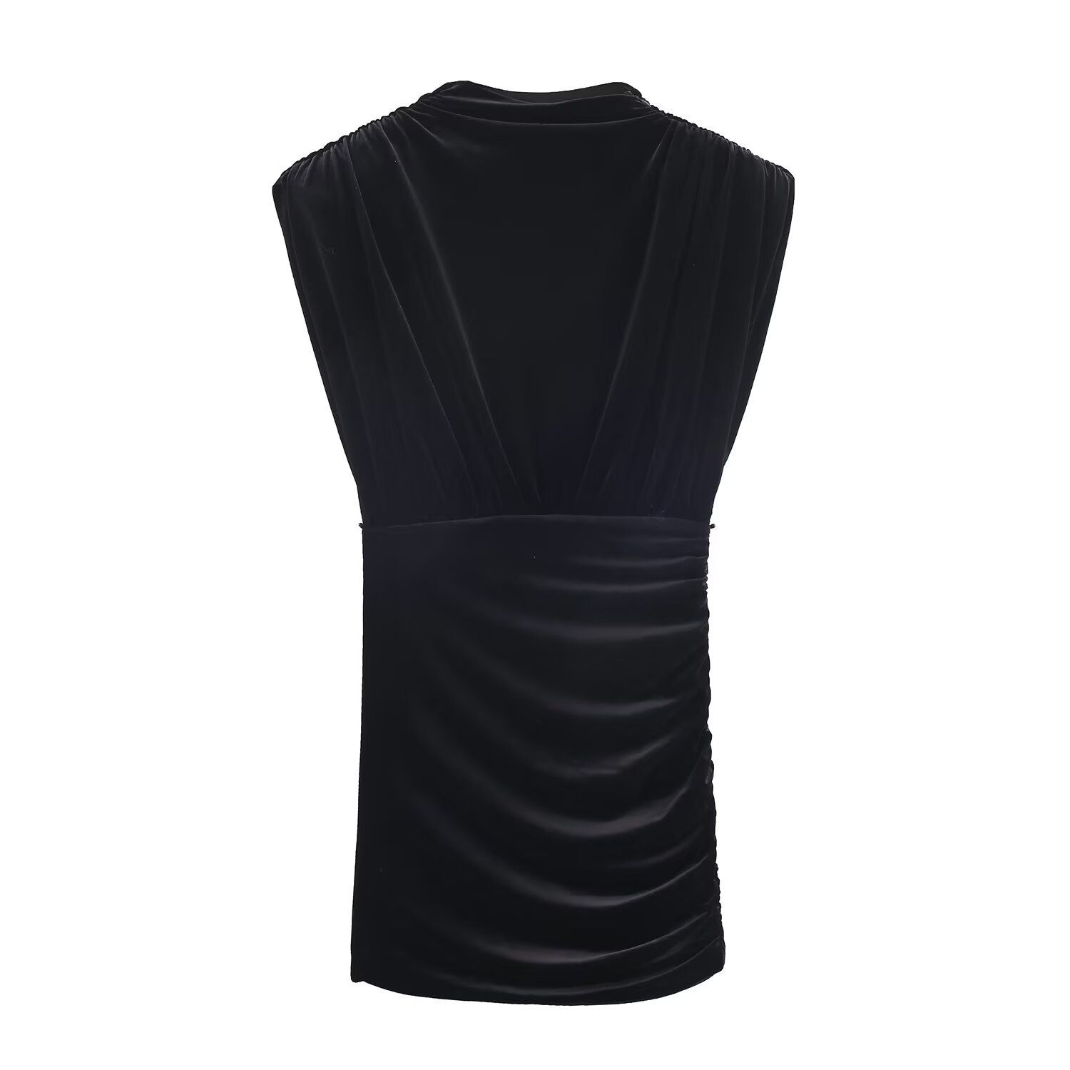 Velvet Padded Shoulder Mini Dress KUN-00044