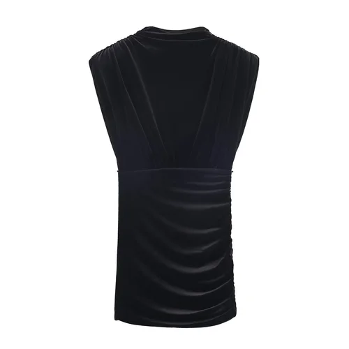 Velvet Padded Shoulder Mini Dress KUN-00044