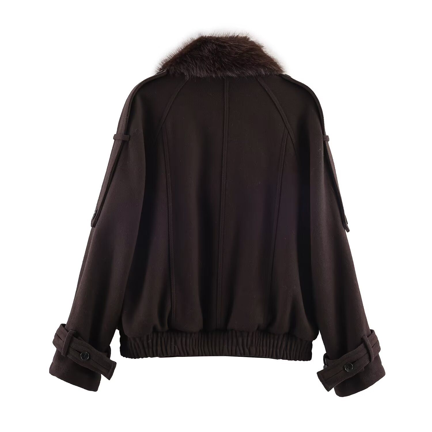 Faux Fur Collar Jacket - Trendy Mixed Fabric Outerwear KUN-00150