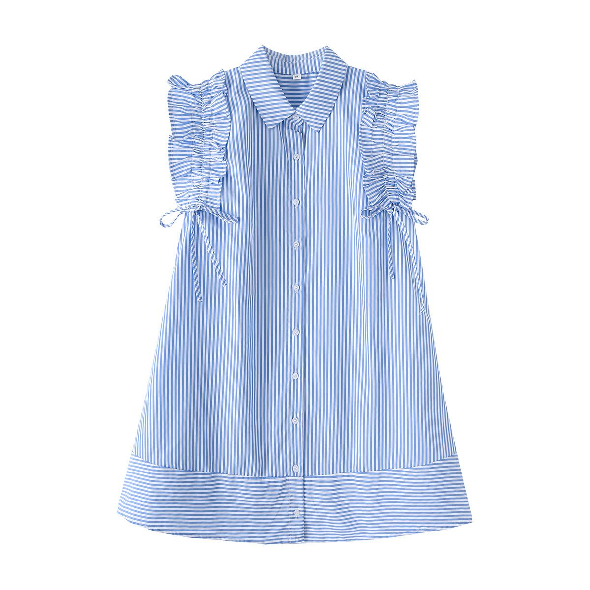 Striped Drawstring Tie Waist Dress - Classic European Style KUN-00005