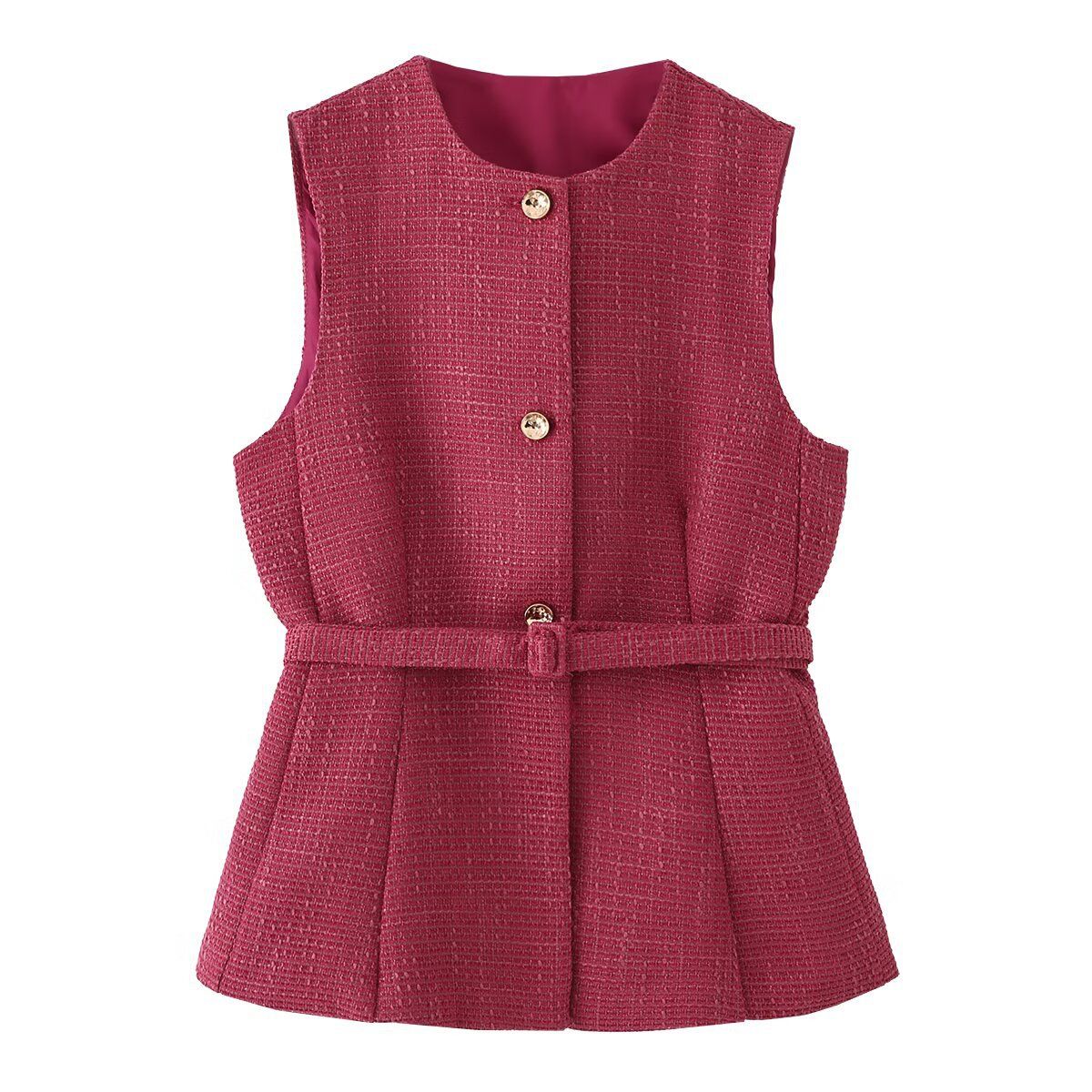 Tweed Women's Jacket with Belt - Stylish European Style KUN-00147
