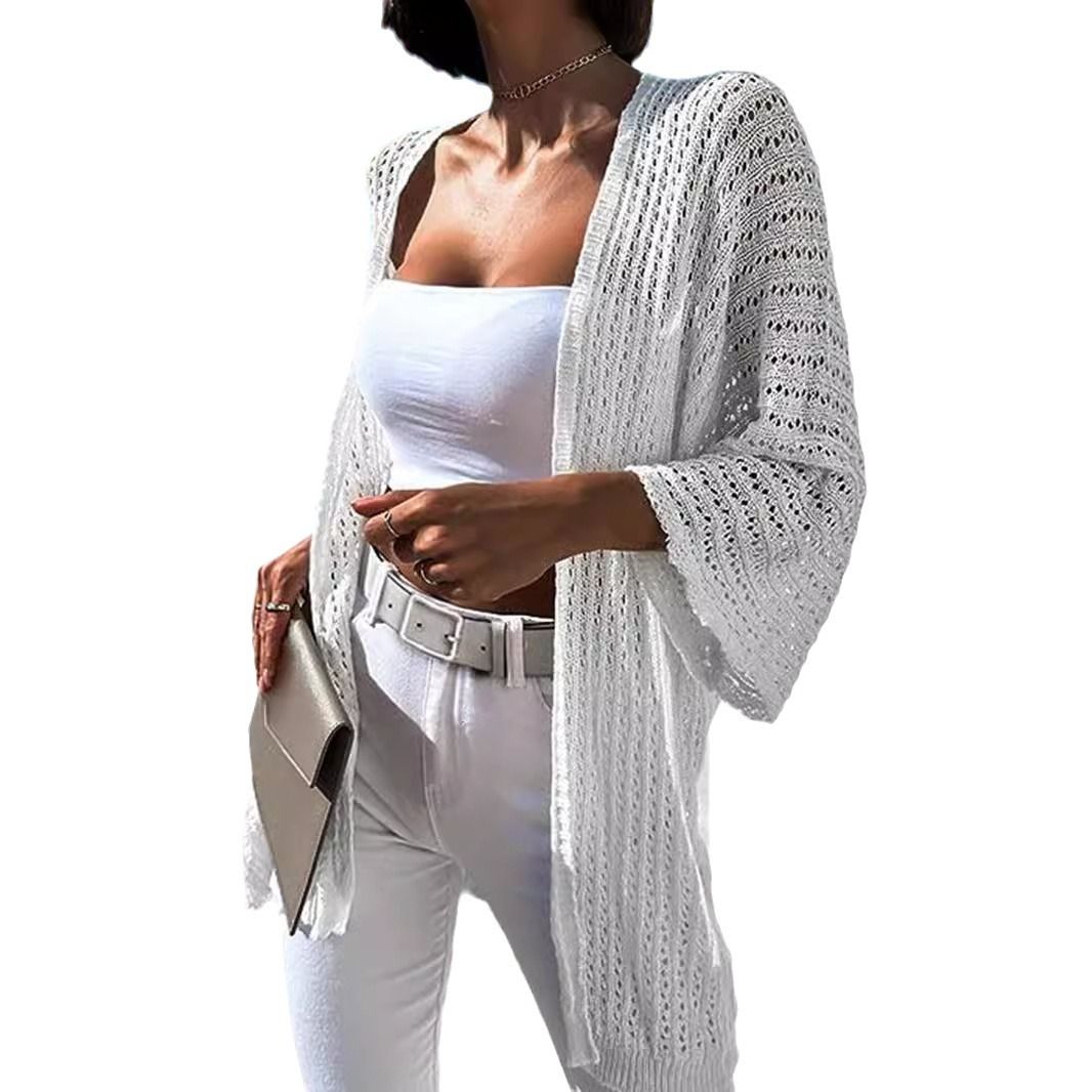 Lightweight Knit Cardigan Cover Up - Summer Beach Open Front