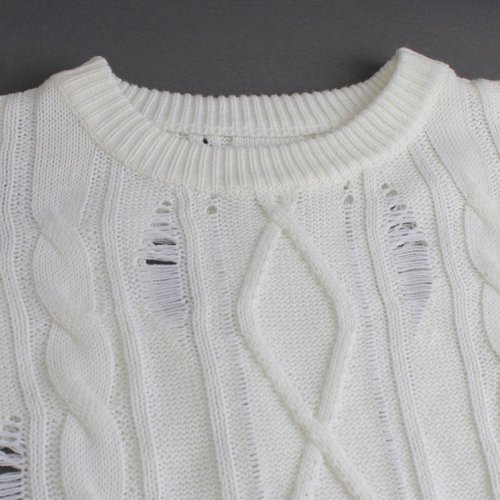 Damen-Strickpullover, langärmelig, Used-Look, Pullover-Top SSU-00100