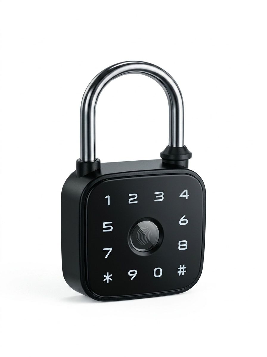 Keyless Smart Fingerprint Padlock, Instant Biometric Unlock Security Lock with Bluetooth Control, IP65 Waterproof Zinc Alloy Body, 1-Year Standby Time