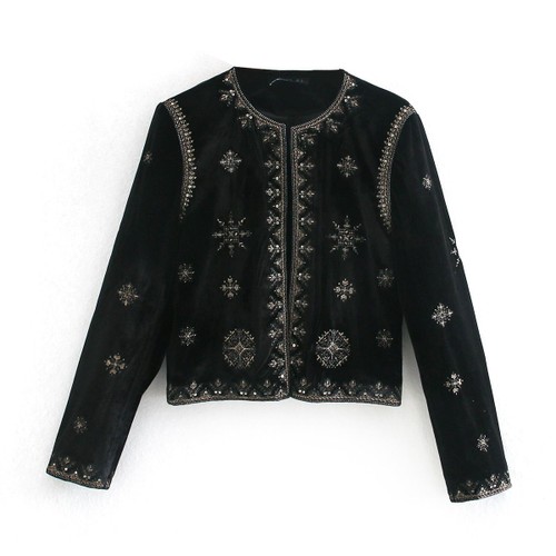 Velvet Embroidered Court Style Jacket KUN-00152