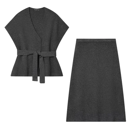 Abito midi a canotta in maglia con cintura - Vita elasticizzata KUN-00068