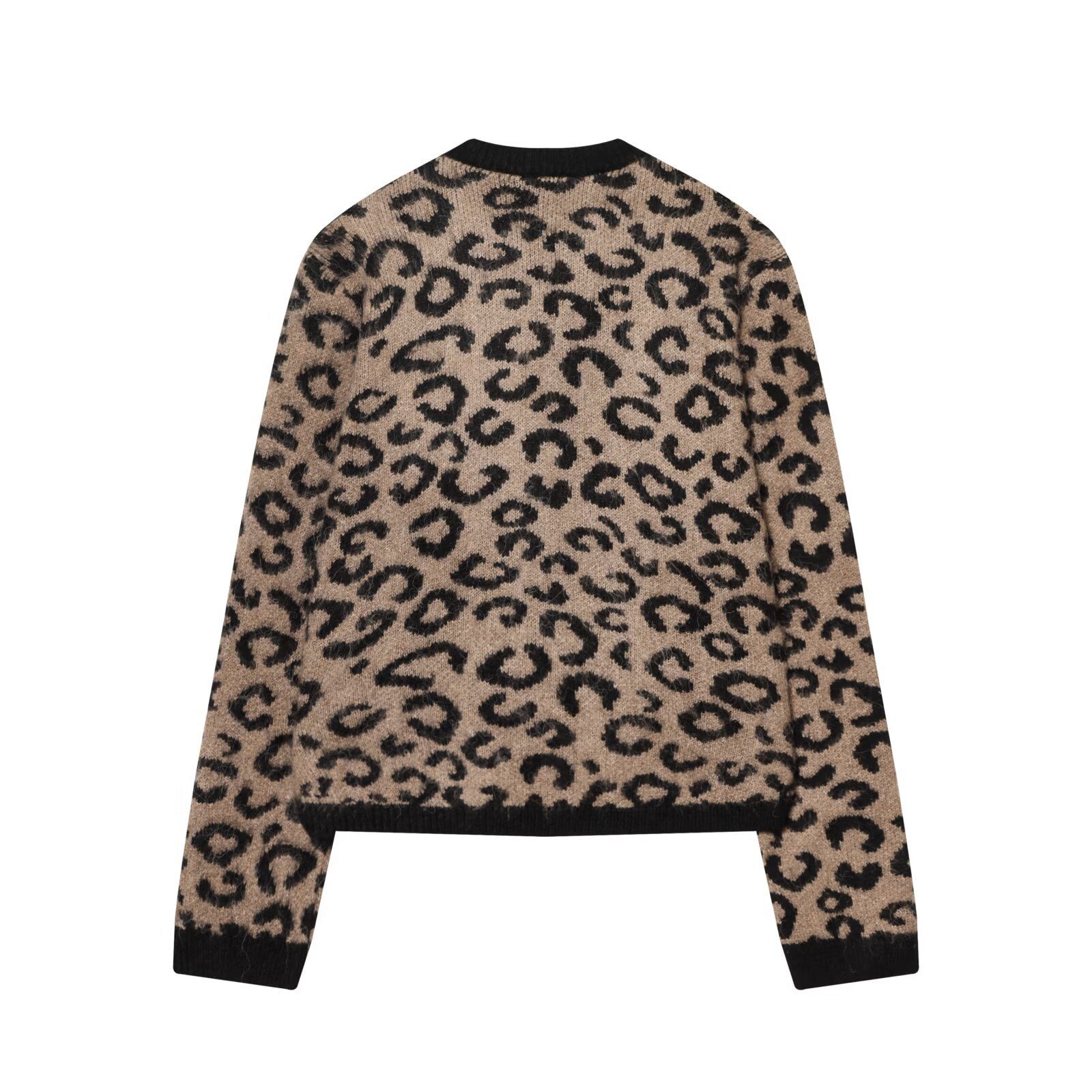 Gilet en maille - Jacquard animalier à manches longues et col rond KUN-00086