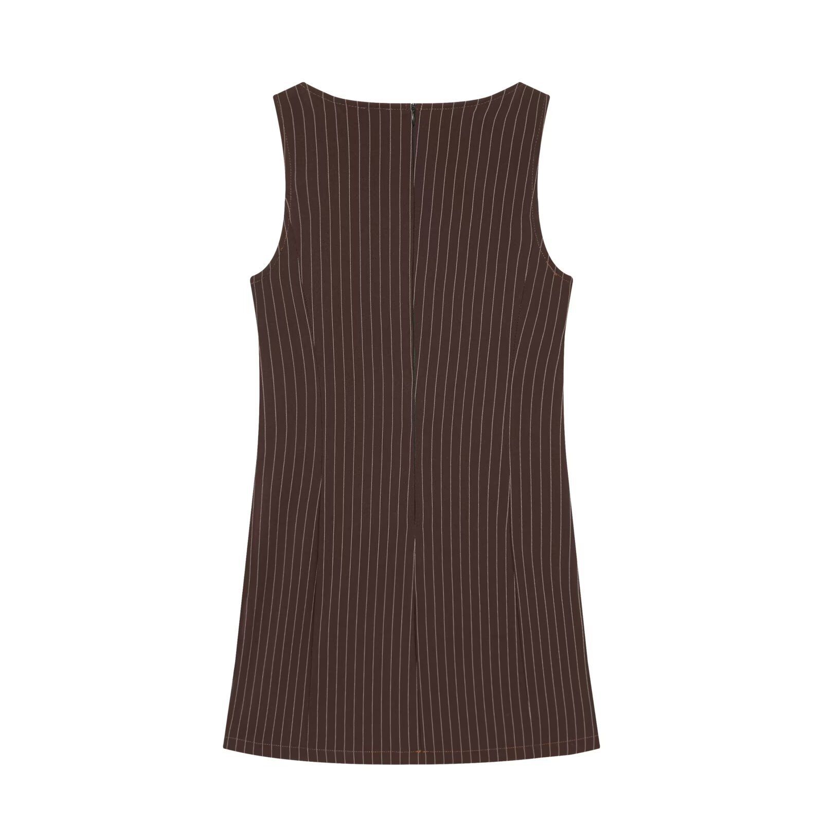 Striped Sleeveless Mini Dress - European Chic KUN-00058