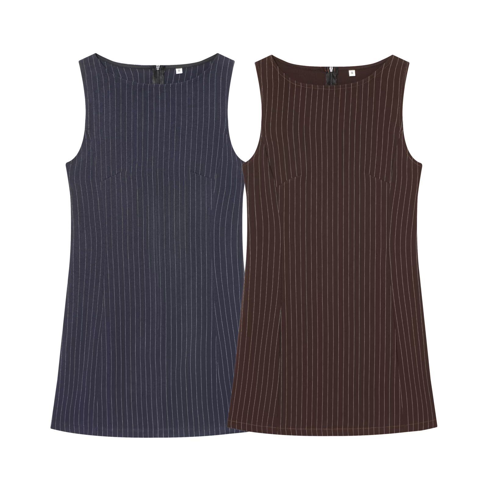 Striped Sleeveless Mini Dress - European Chic KUN-00058