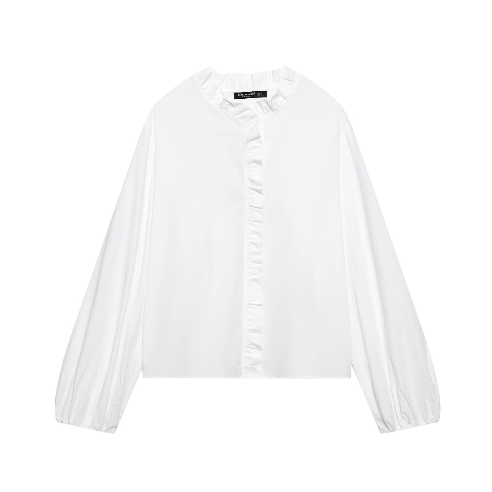Poplin Layered Ruffle Long Sleeve Blouse KUN-00027