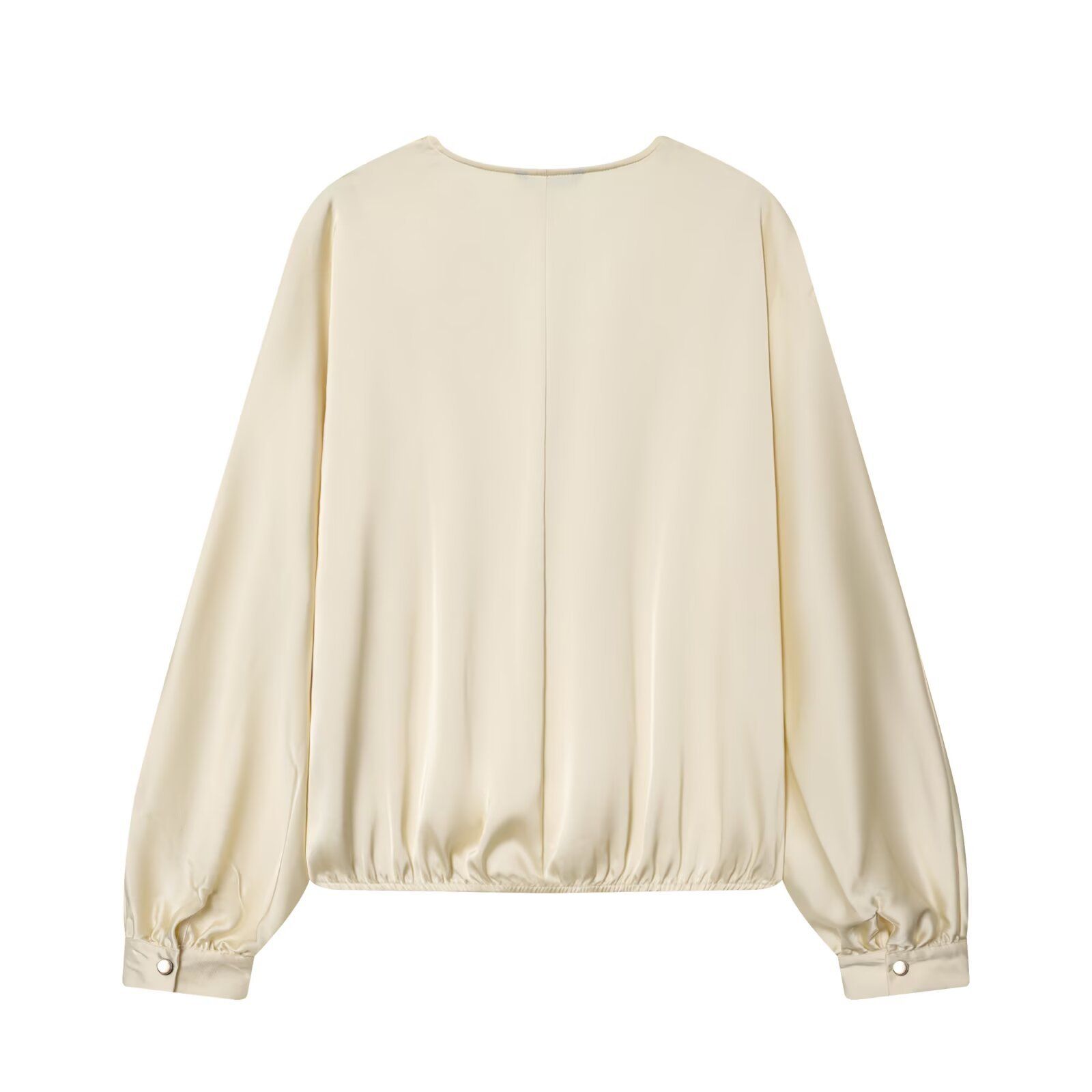 Satin V-Neck Long Sleeve Blouse KUN-00105
