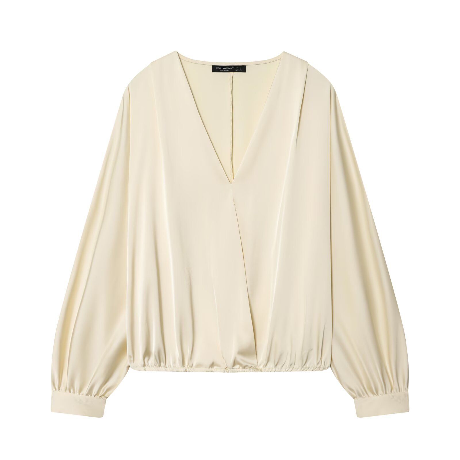 Satin V-Neck Long Sleeve Blouse KUN-00105