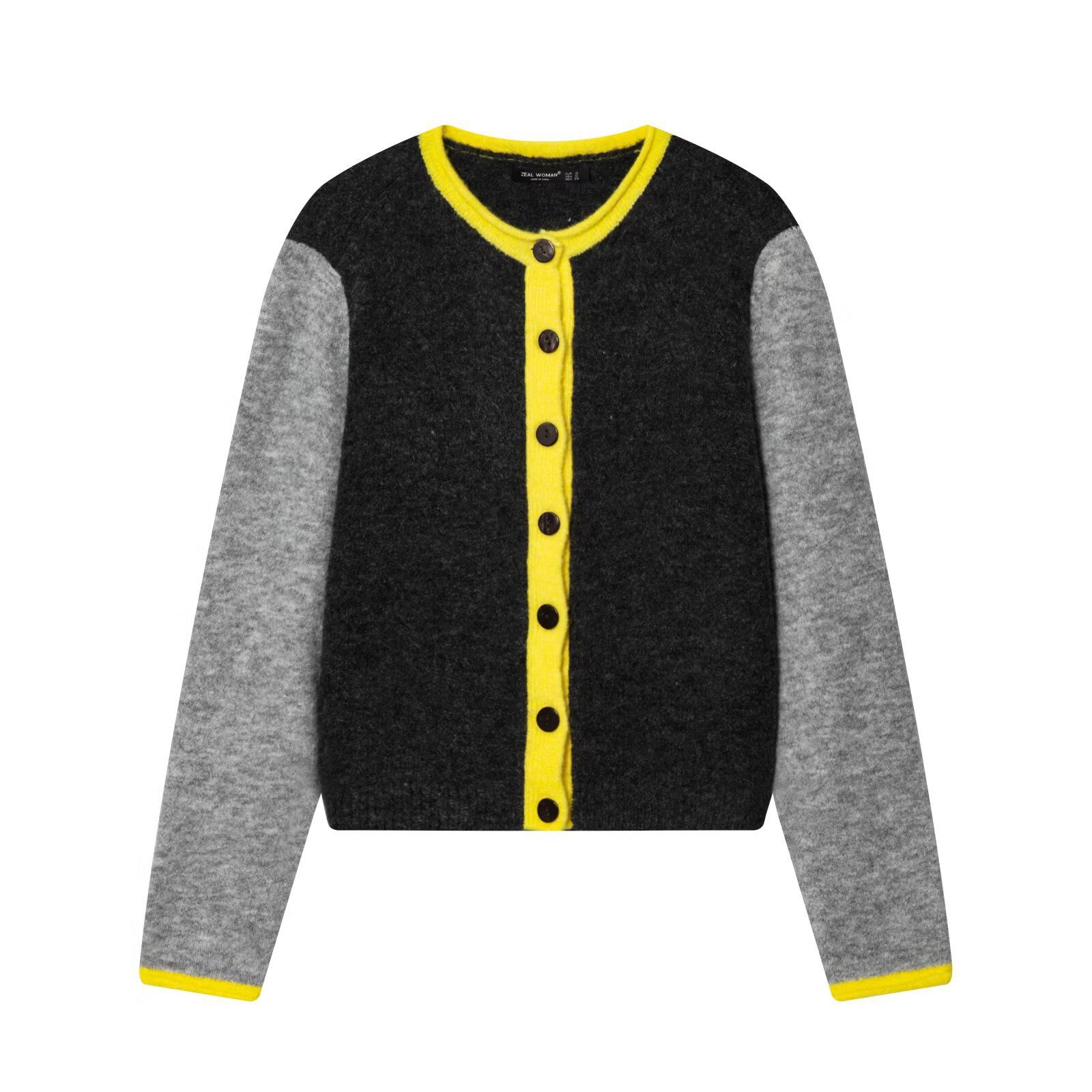 Knit Cardigan - Color Block Long Sleeve Sweater KUN-00006