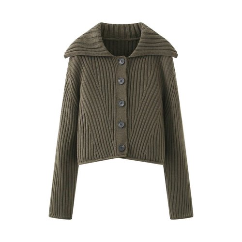 Ribbed Knit Cardigan - Long Sleeve Button Down KUN-00034