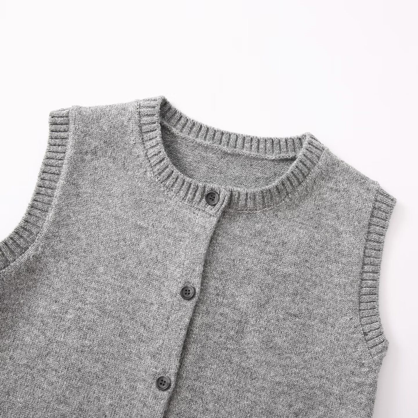 Knit Vest Sleeveless Round Neck Soft Casual Top KUN-00039