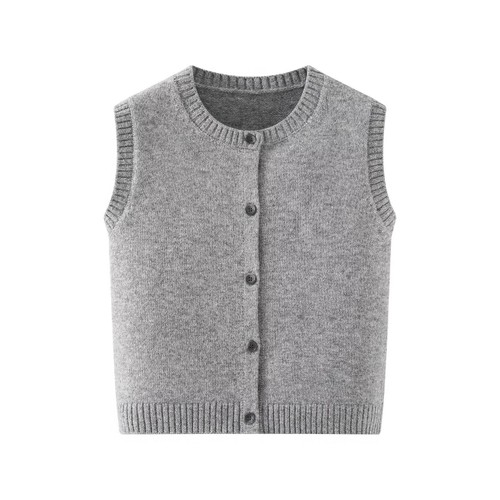 Knit Vest Sleeveless Round Neck Soft Casual Top KUN-00039