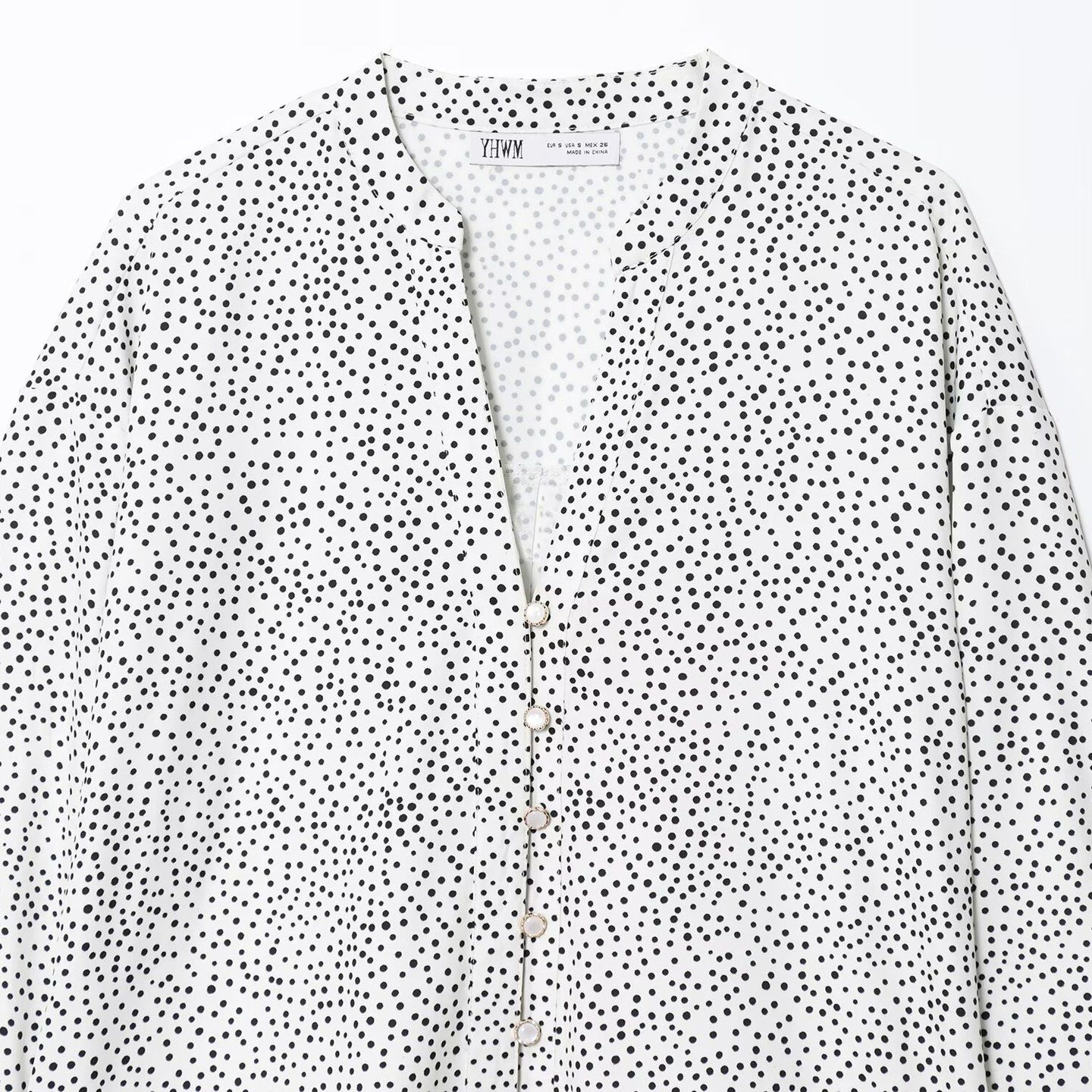 Chemisier à pois pour femme - Manches retroussables, style chic KUN-00094