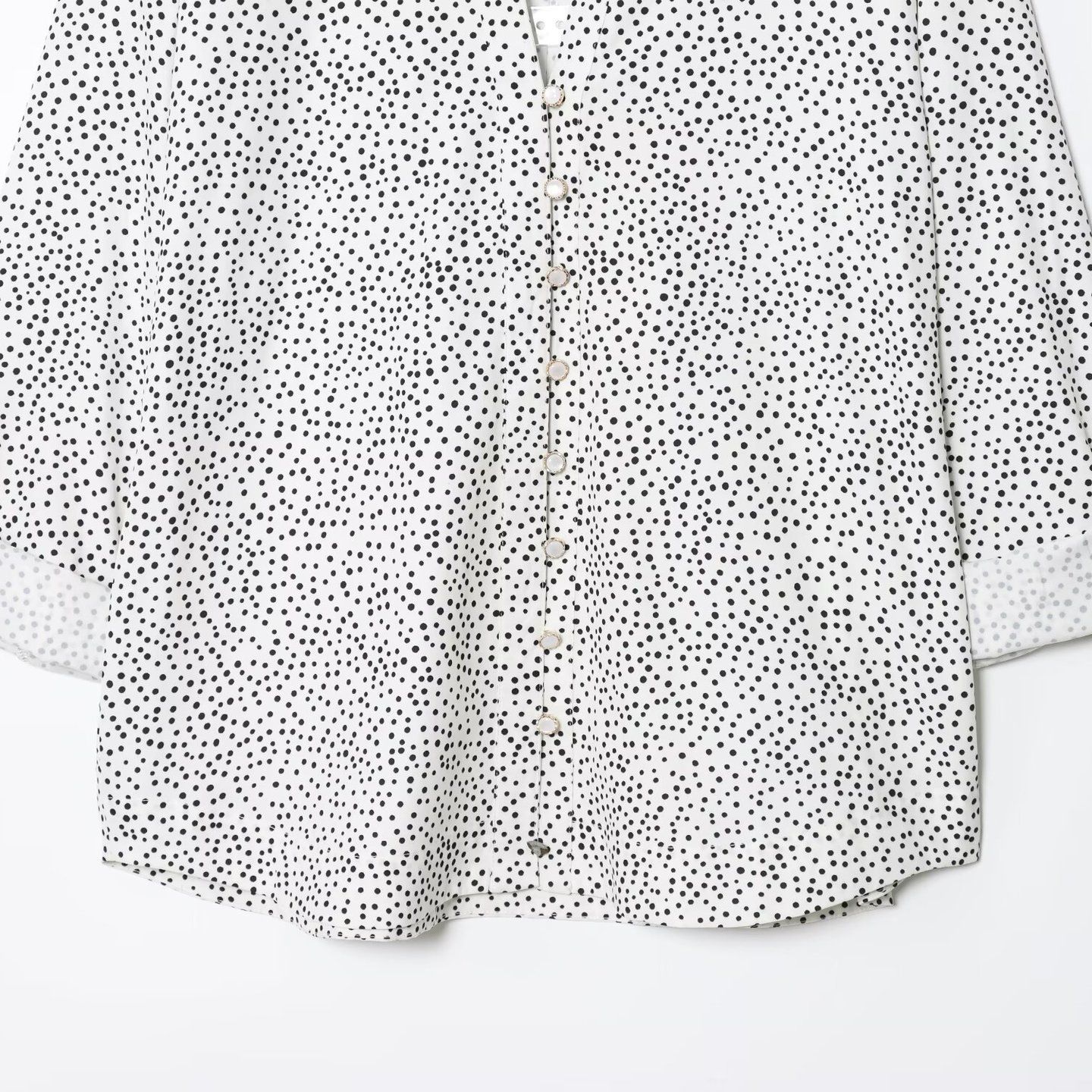 Chemisier à pois pour femme - Manches retroussables, style chic KUN-00094