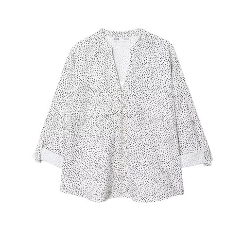 Women's Polka Dot Blouse - Roll-Up Sleeve, Chic Style KUN-00094