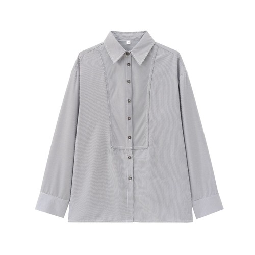 Striped Shirt Women's Trendy Versatile Blouse KUN-00090