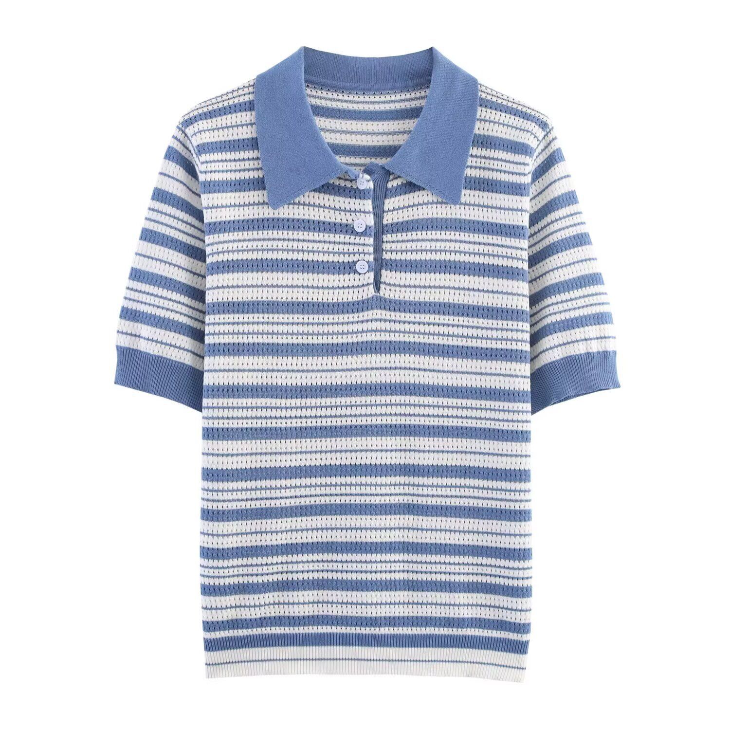 Suéter de punto a rayas - Suéter informal de estilo europeo para mujer KUN-00070