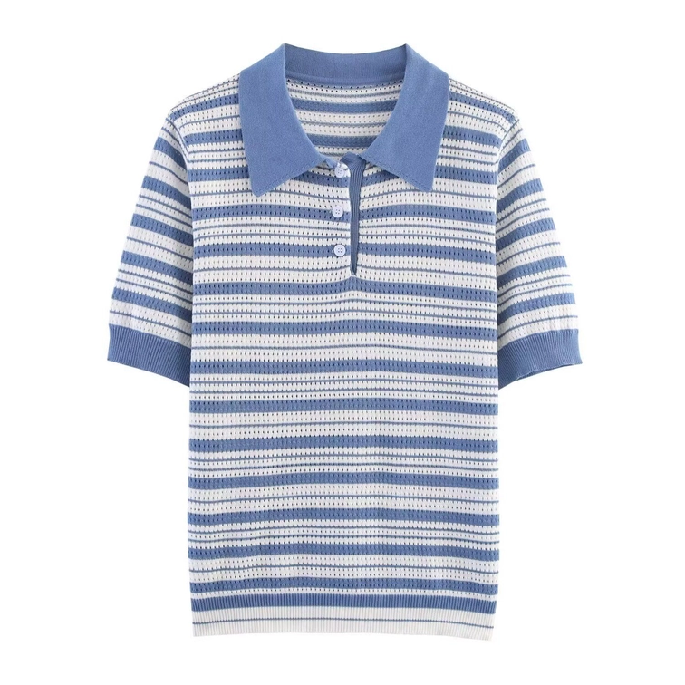 Striped Knit Top - Women's European Style Casual Sweater KUN-00070