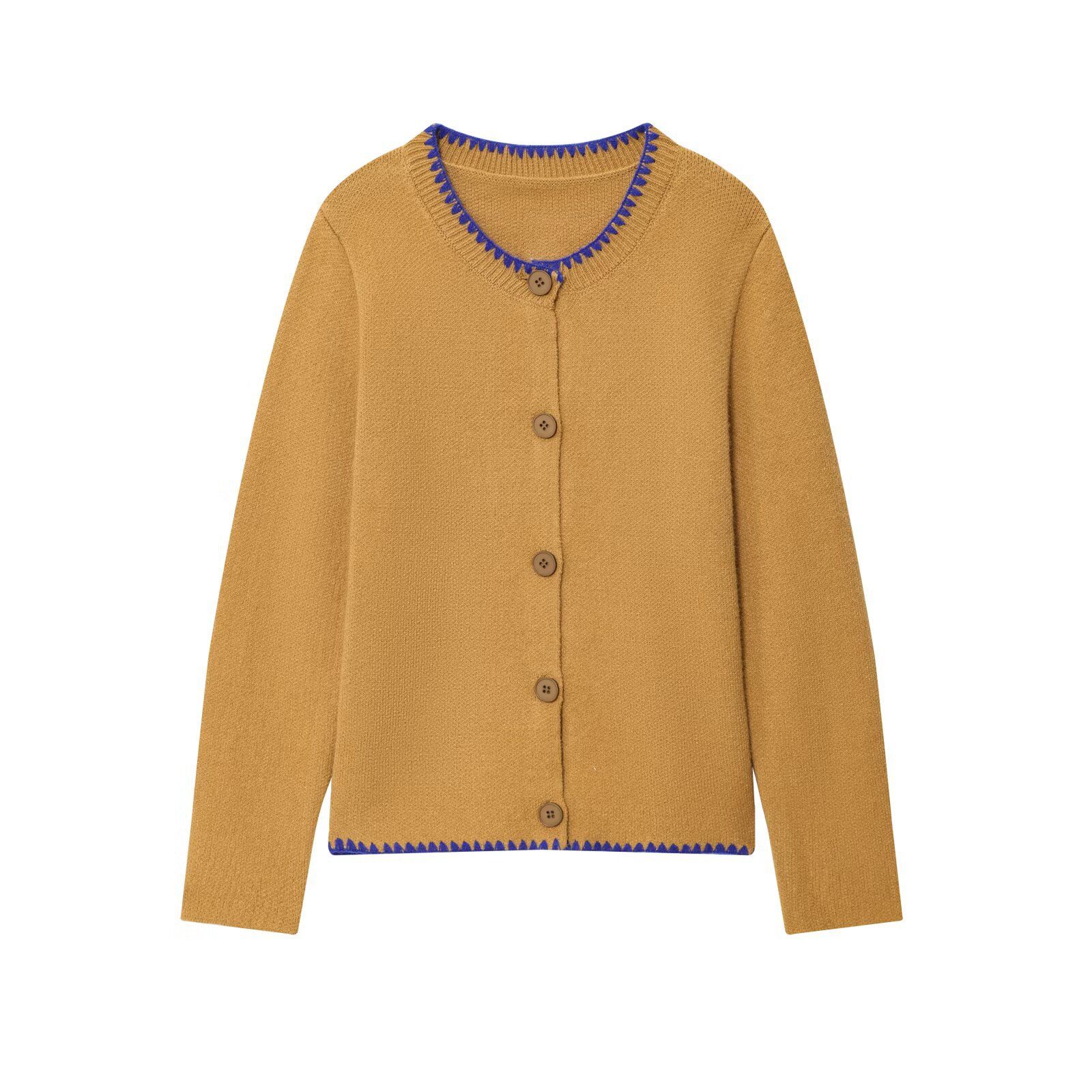 Cárdigan de punto - Suéter con bloques de color bordados KUN-00093