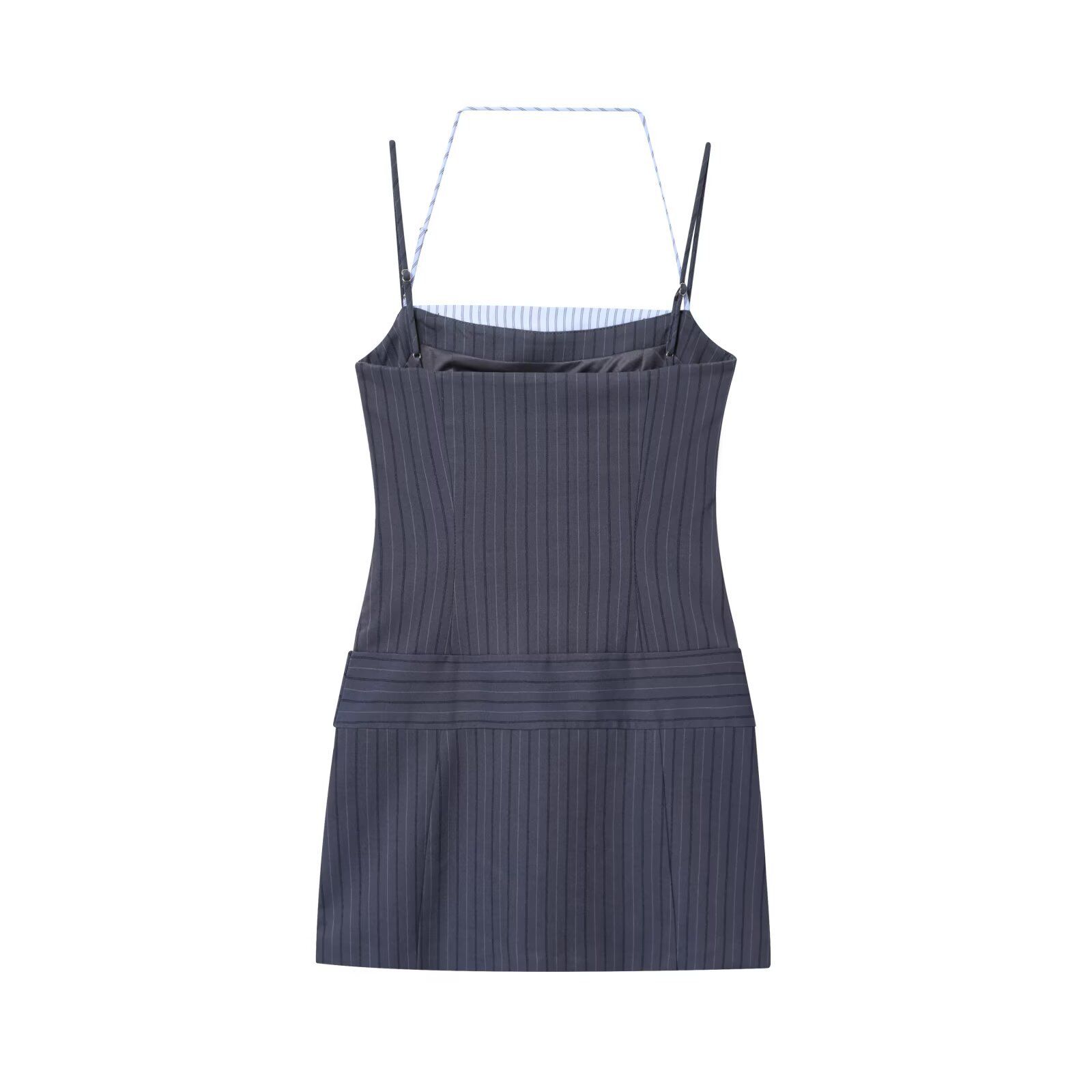 Striped Patchwork Dress Versatile European Style KUN-00067