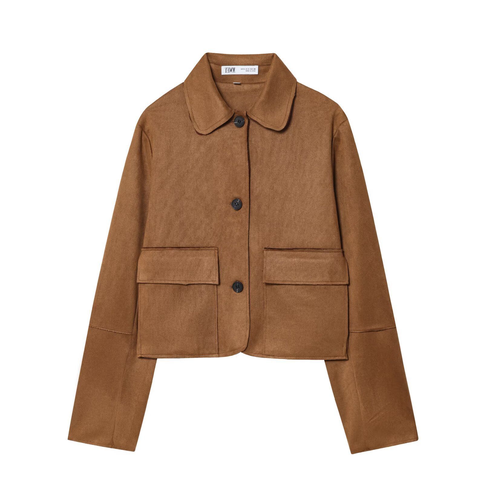 Giacca corta in pelle scamosciata, stile europeo di tendenza, modello KUN-00072