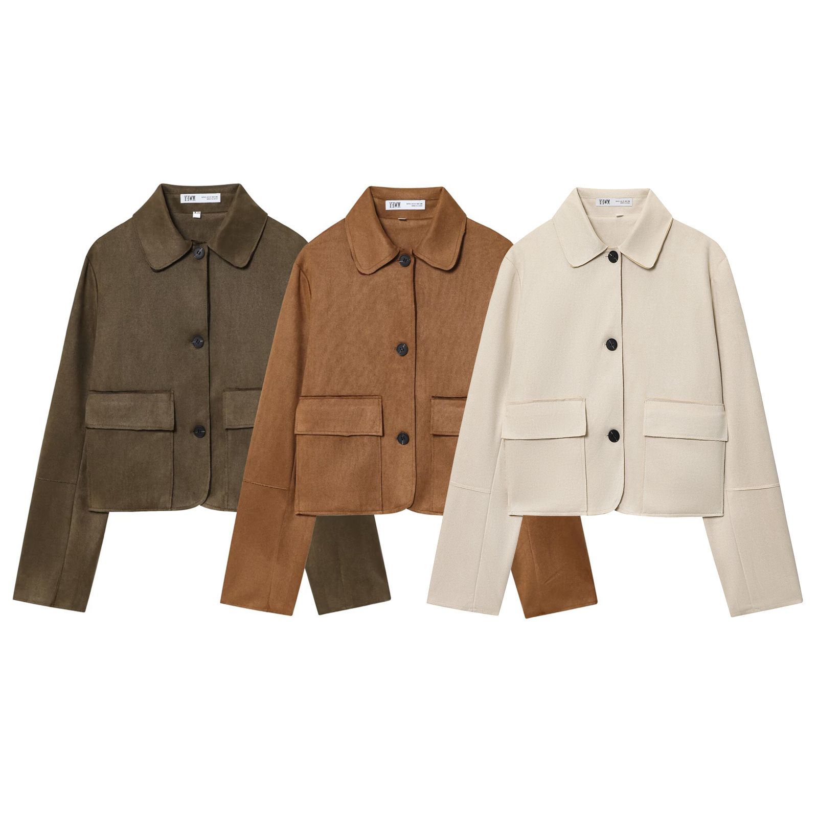 Giacca corta in pelle scamosciata, stile europeo di tendenza, modello KUN-00072