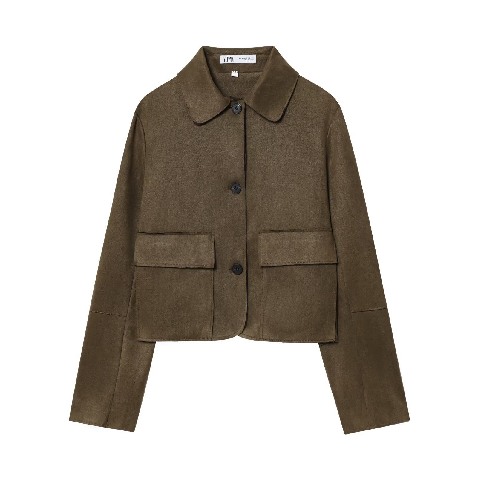 Giacca corta in pelle scamosciata, stile europeo di tendenza, modello KUN-00072