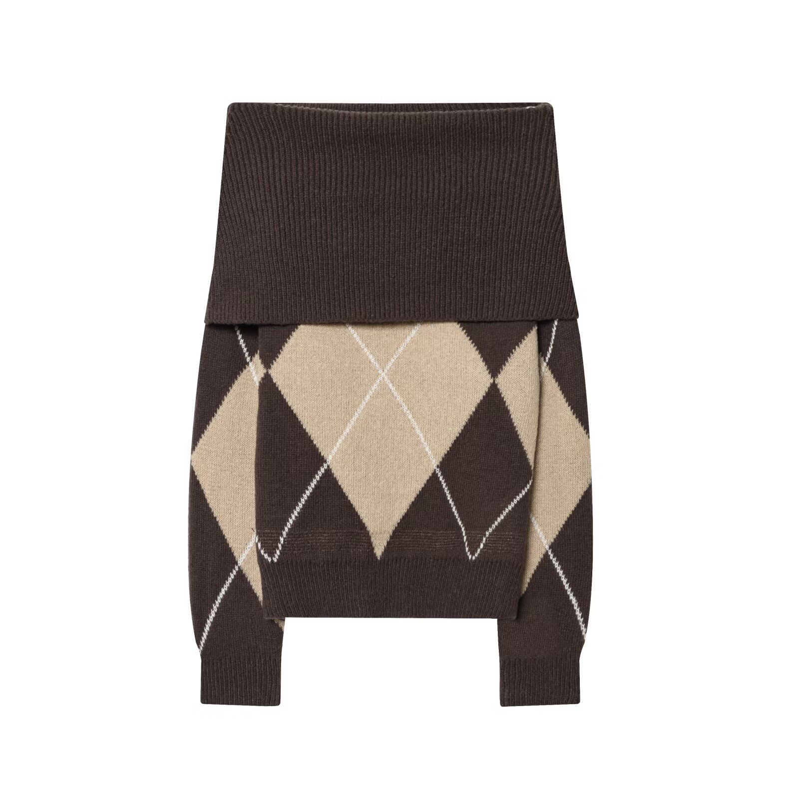 Knitted Bandeau Top - European Chic Diamond Pattern KUN-00050