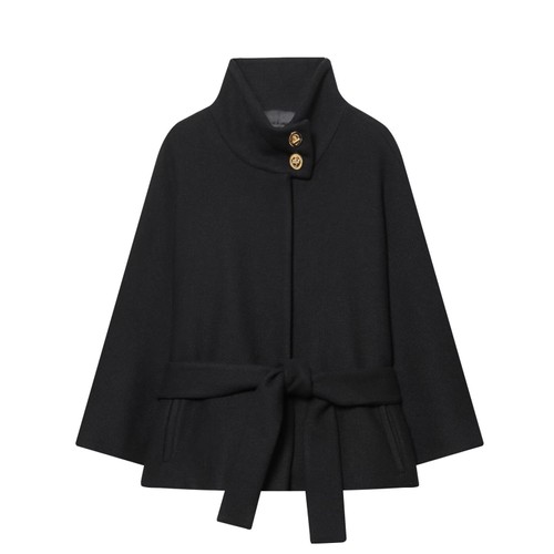 Wool Blend Layered Short Coat KUN-00010