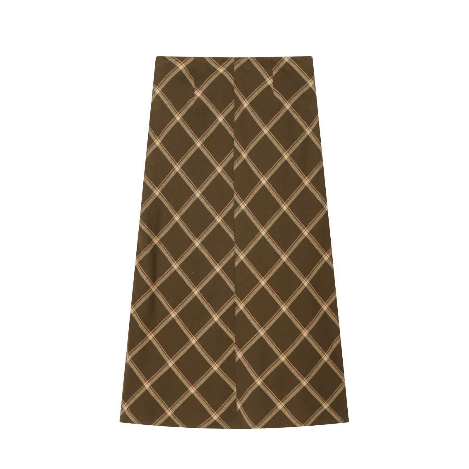 Midi Plaid Skirt - Layered Ruffle A-Line KUN-00002