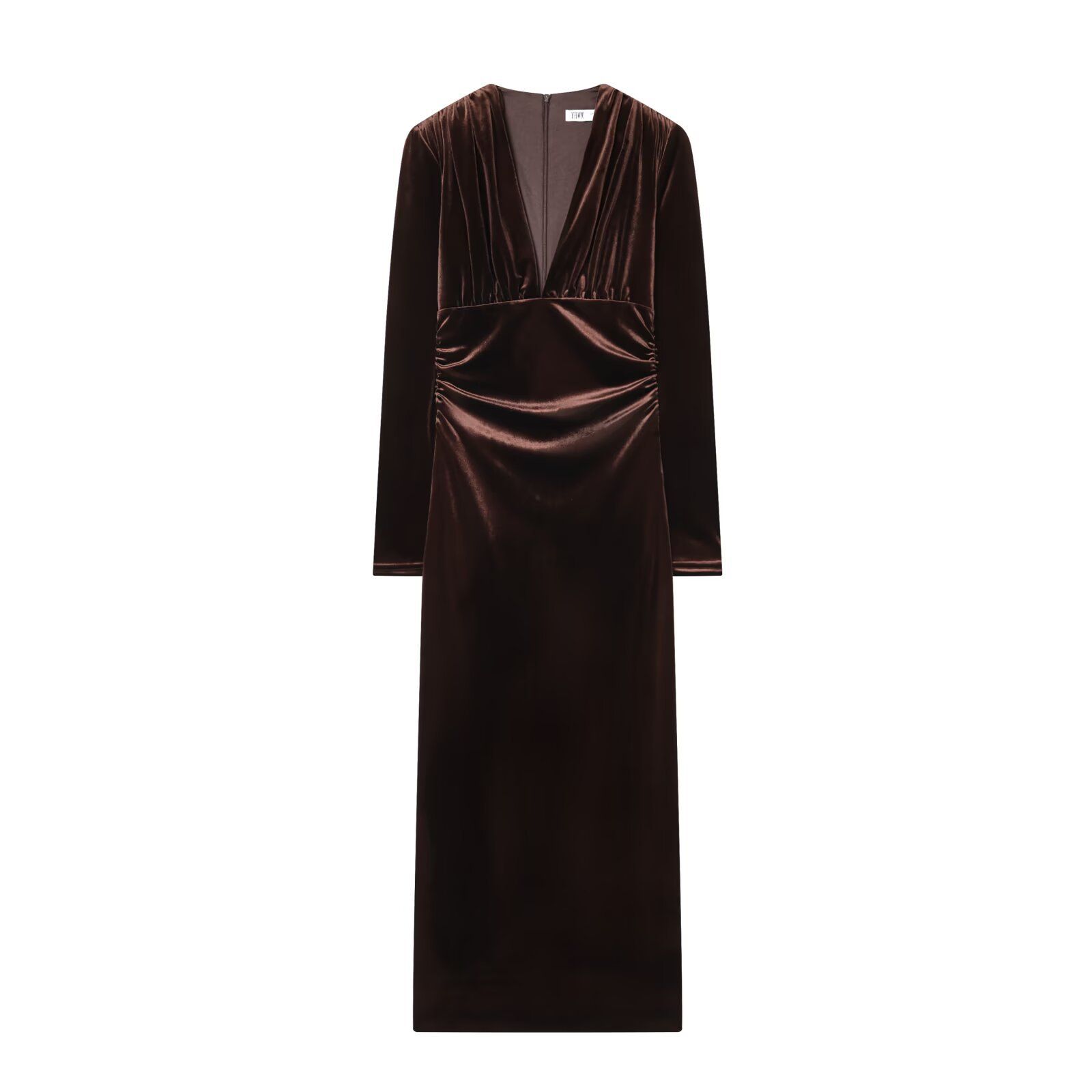 Velvet Midi Dress - Ruched Elegant Women's Style KUN-00120