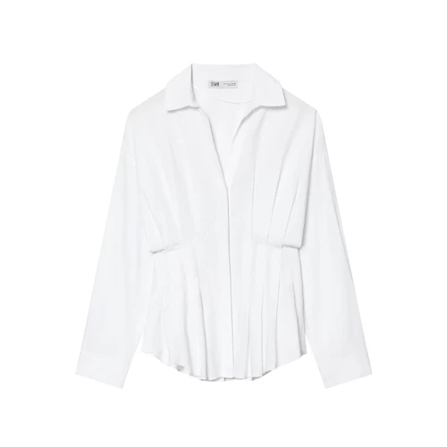 Poplin Blouse Pleated Fashion Shirt KUN-00084