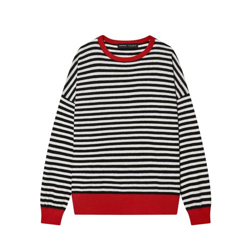 Suéter de punto a rayas de mezcla de lana - Estilo europeo elegante KUN-00006