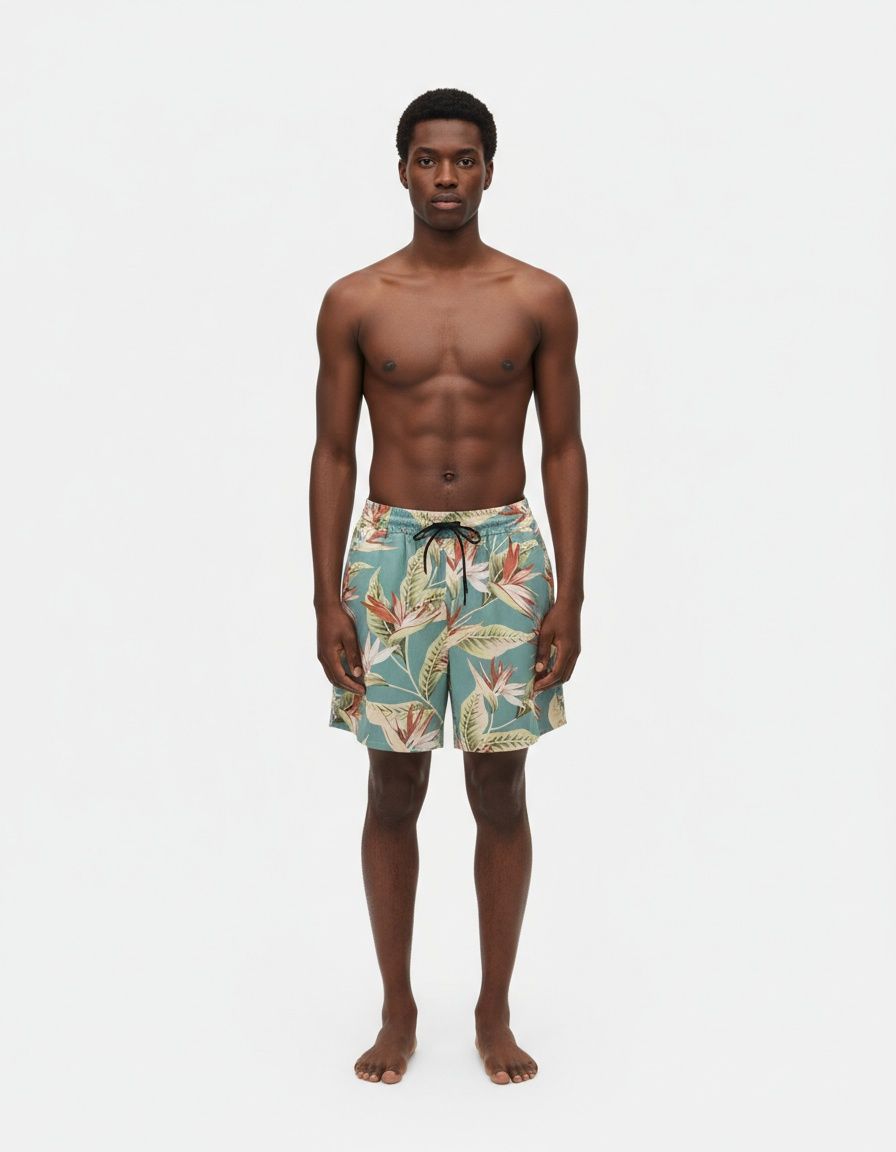 Pantalones cortos casuales de playa a cuadros para hombre, resistentes al agua - Vacaciones de verano