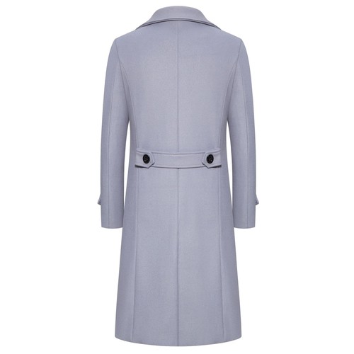 Men's Double-Breasted Woolen Trench Coat - Slim Fit - British Style Jacket