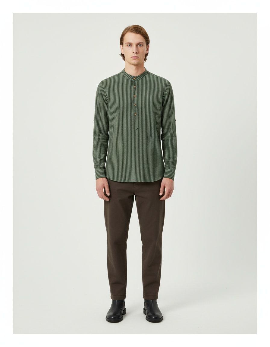 Camisa casual de manga larga con estampado floral para hombre