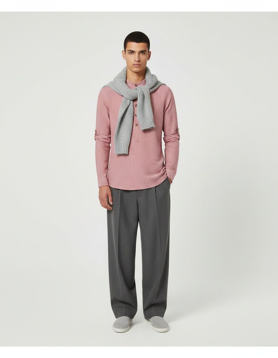 Camisa casual de manga larga con estampado floral para hombre