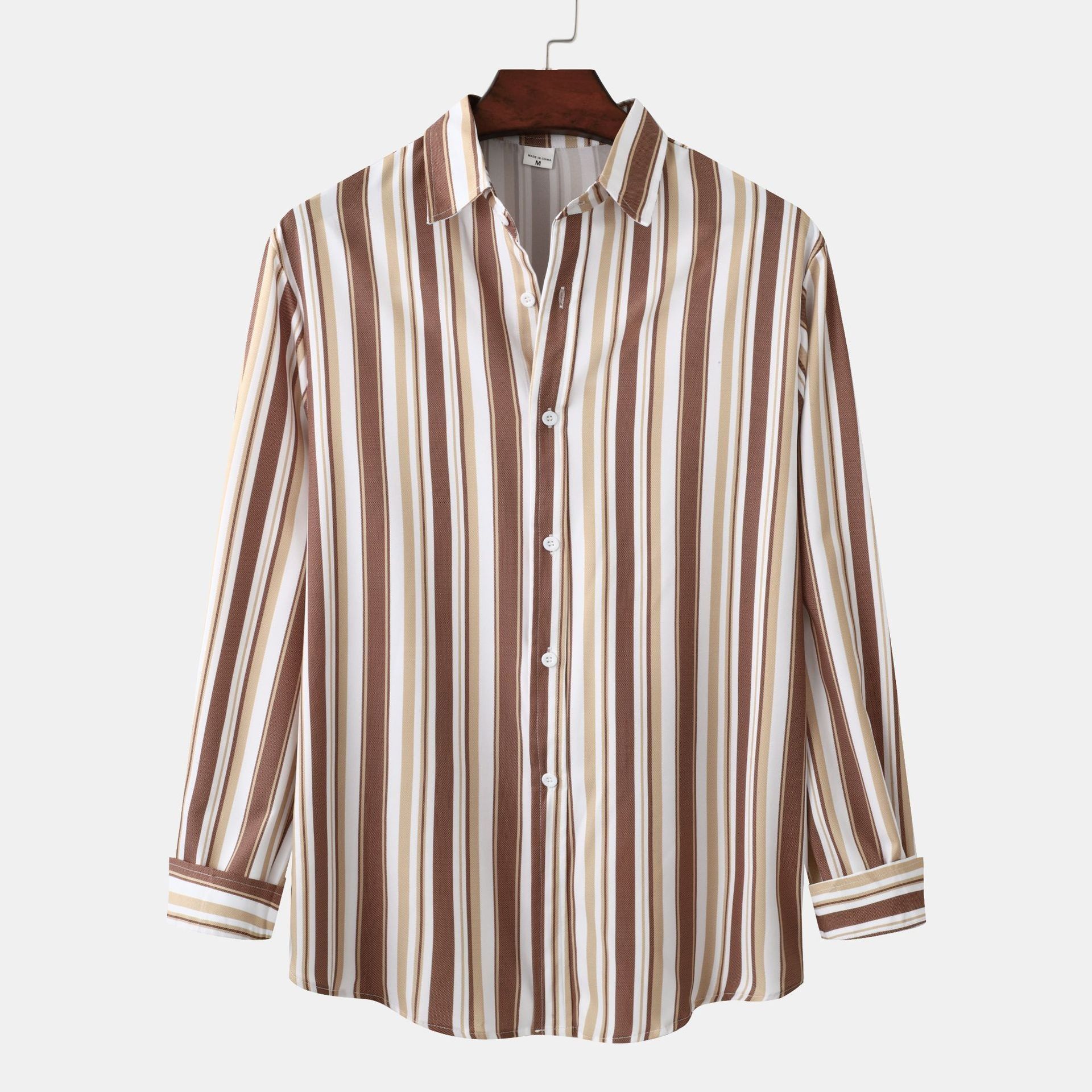 Men's Slim Fit Striped Turn-down Collar Long Sleeve  Shirt